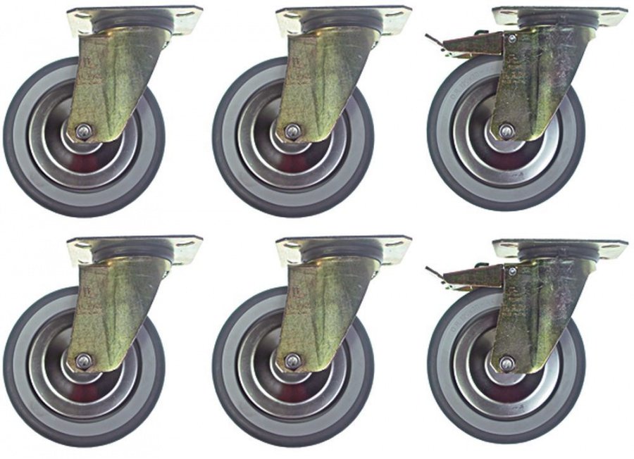  Swivel castor set ø 125mm plate fixing housing zinc-coated steel plate size 102x83mm - 701075