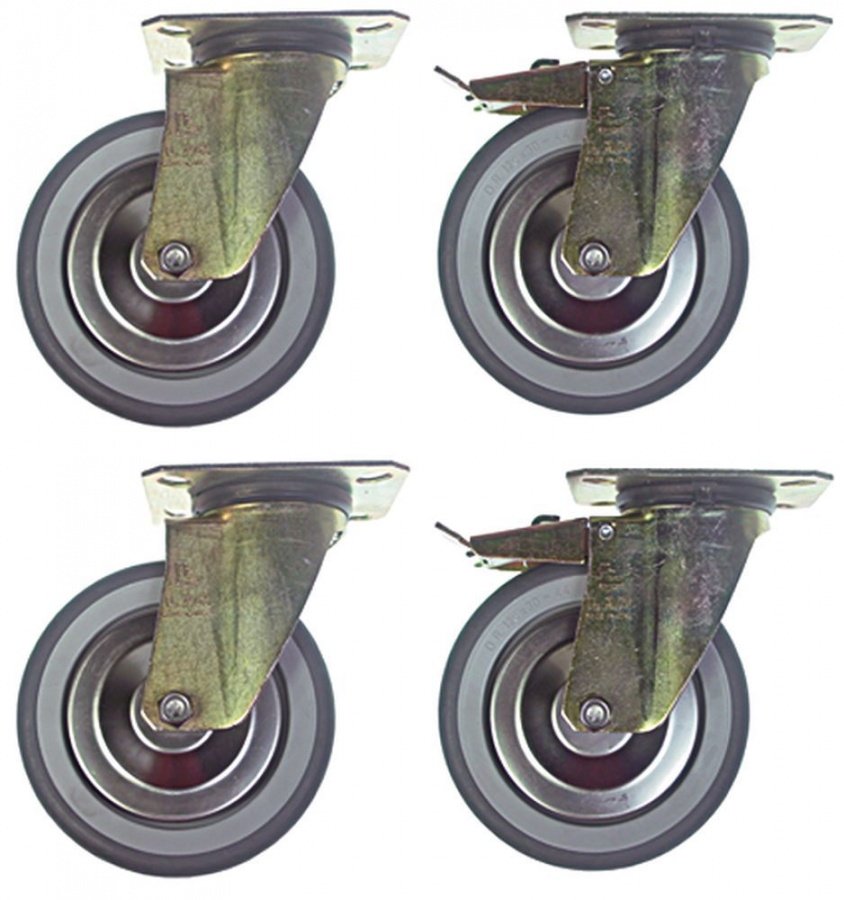  Swivel castor set ø 125mm plate fixing housing zinc-coated steel plate size 102x83mm - 701076