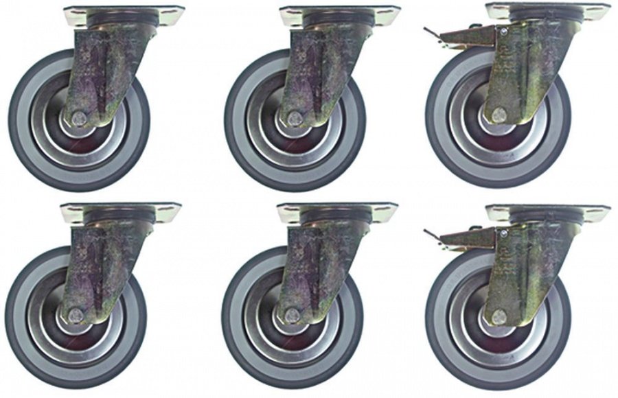  Swivel castor set ø 125mm plate fixing housing zinc-coated steel plate size 102x83mm - 701077