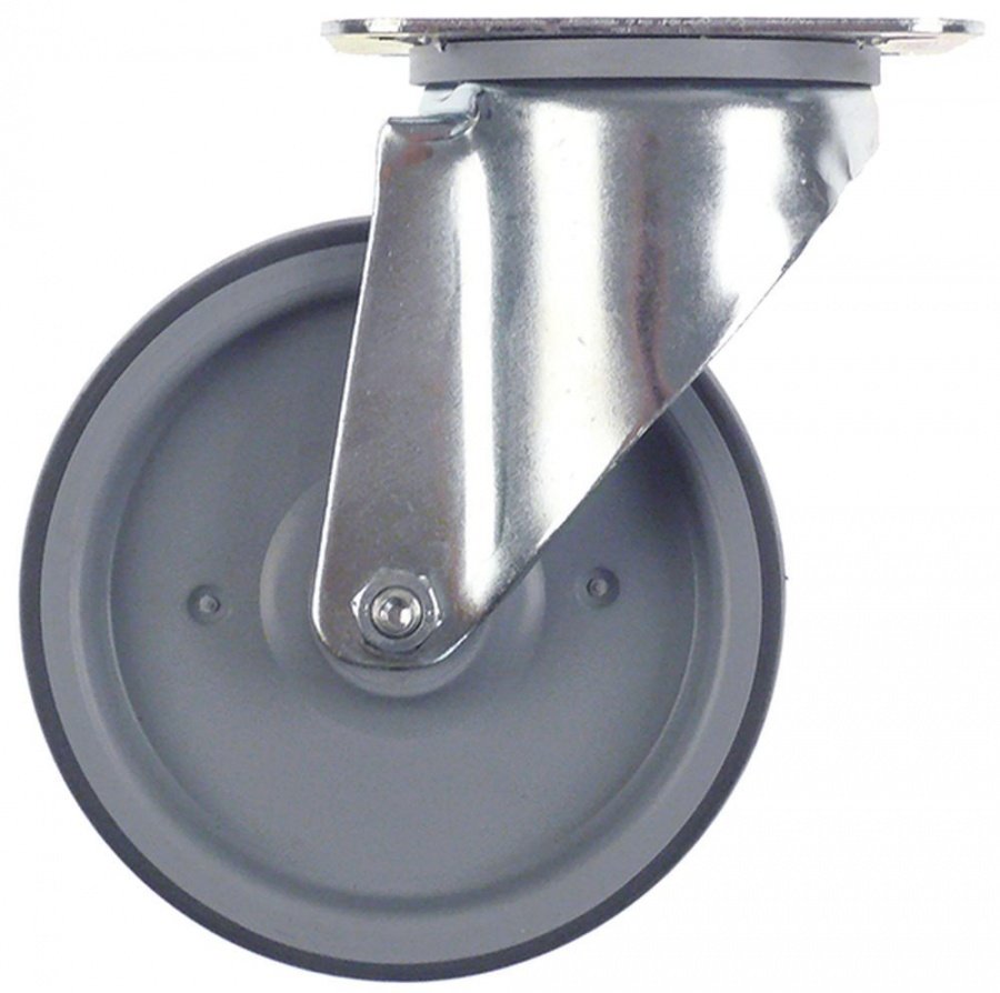 Swivel castor ø 125mm plate fixing housing chrome-plated steel plate size 105x85mm - 701084