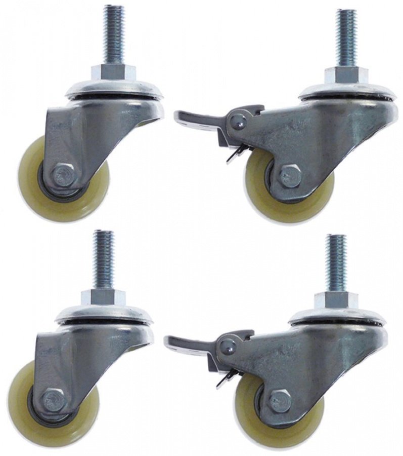 Castor set 2 with & 2 without brake ø 40mm with thread bolt housing chrome-plated steel - 701120