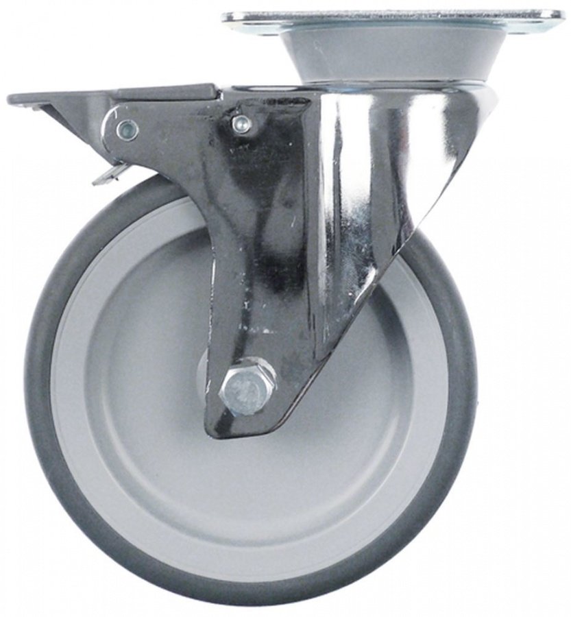  Swivel castor plate fixing hole distance 50x70mm H 162mm with swivel brake ø 125mm wheel width 30mm - 701174
