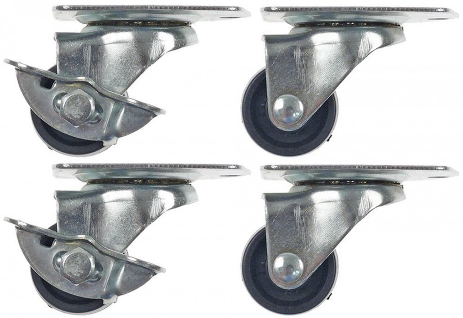 Swivel castor with brake ø 30mm housing zinc-plated sheet steel plate size 61x51mm - 701277