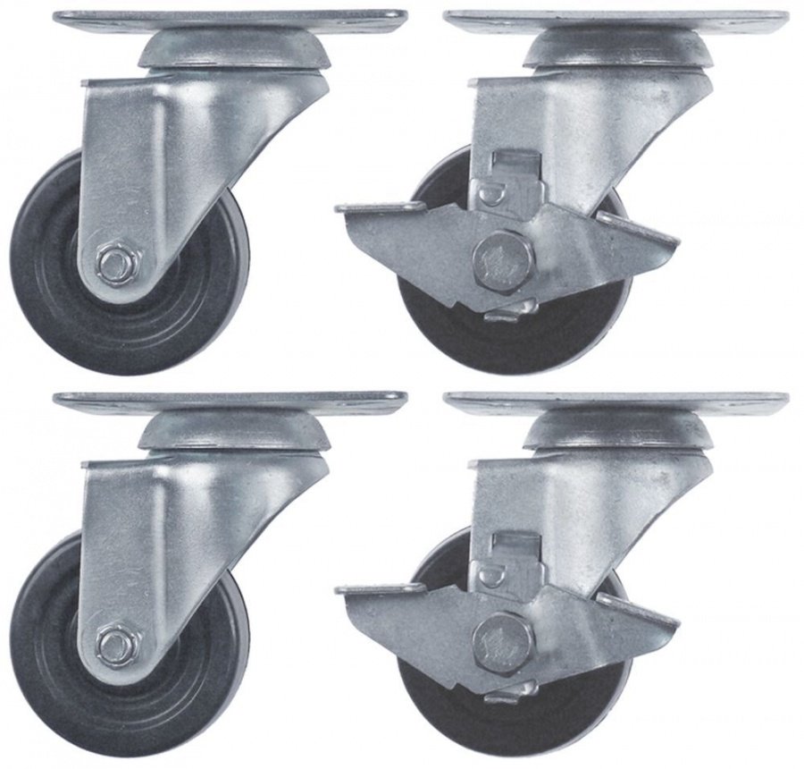 Set 4 roti fixare placă 102x83mm DG 55/75mm Î 112mm 2 cu & 2 fără frână ø 75mm cu rulment - 701282