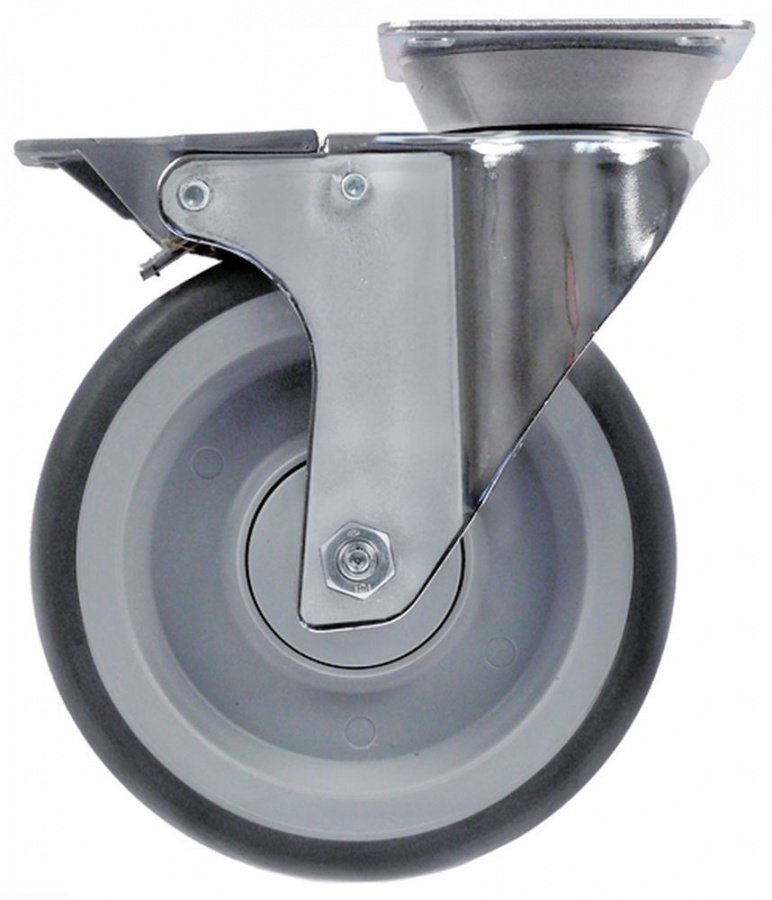 Roată castor placă DG 70x50mm Î 162mm cu frână integrală ø 125mm lățime roată 30mm - 701286