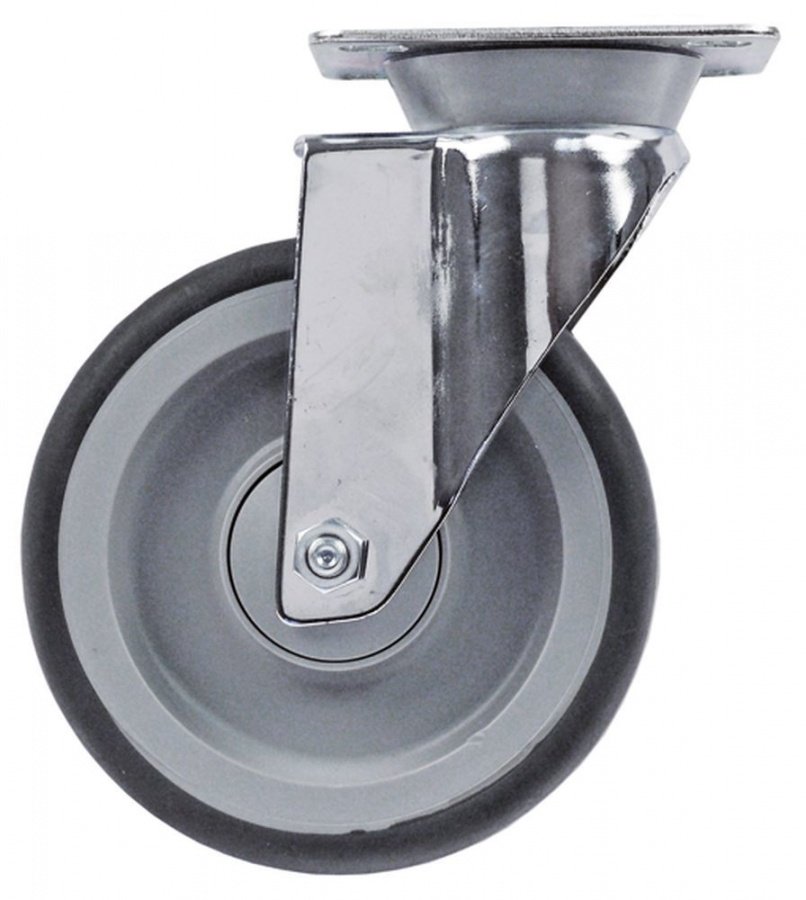  Roată castor placă DG 70x50mm Î 162mm ø 125mm lățime roată 30mm carcasă tablă de oțel cromată - 701287