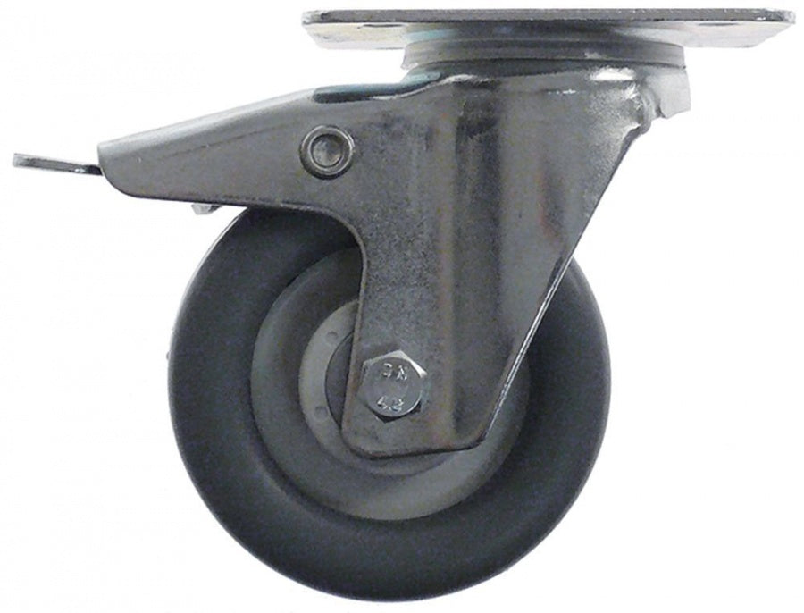 Swivel castor with swivel brake ø 100mm plate fixing housing chrome-plated steel - 701442