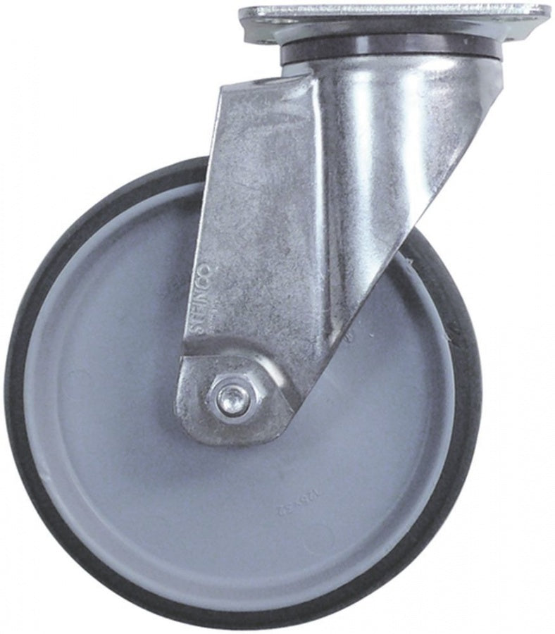 swivel castor ø 125 mm plates fixing 77x67mm housing zinc-plated sheet steel plate size mm