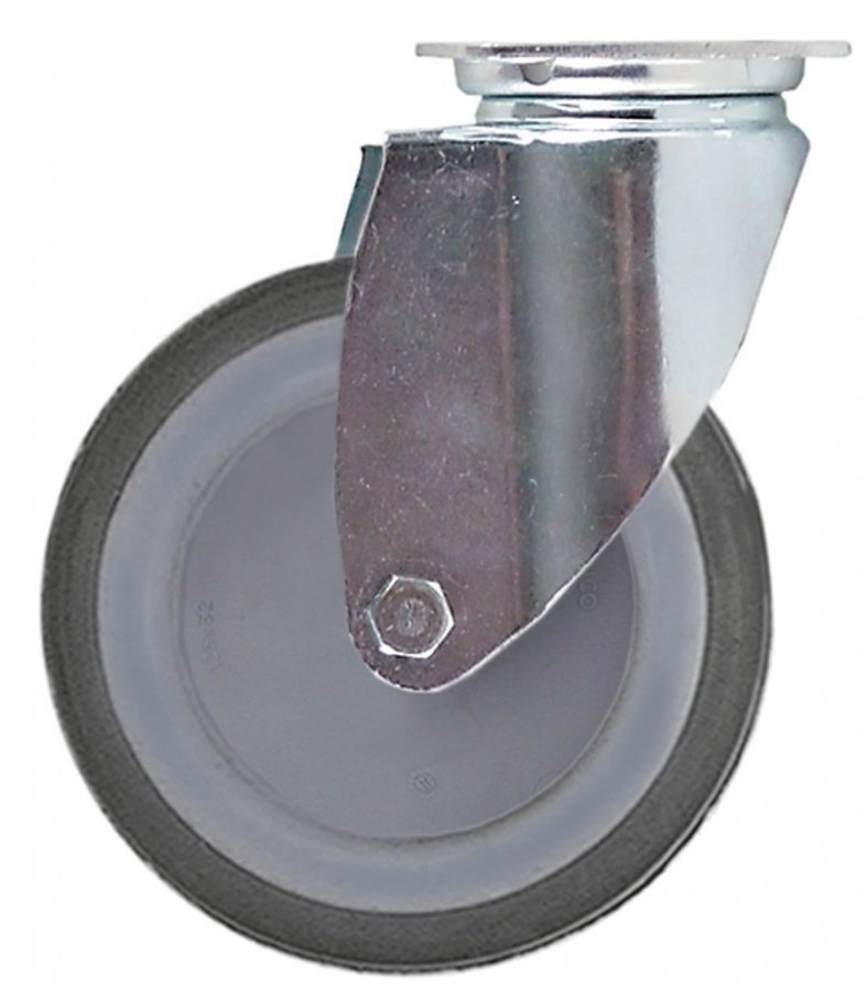 swivel castor ø 125 mm  housing zinc-plated sheet steel plate size 77x67mm