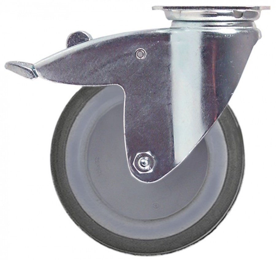 swivel castor with swivel brake ø 125 mm  housing chrome-plated sheet steel
