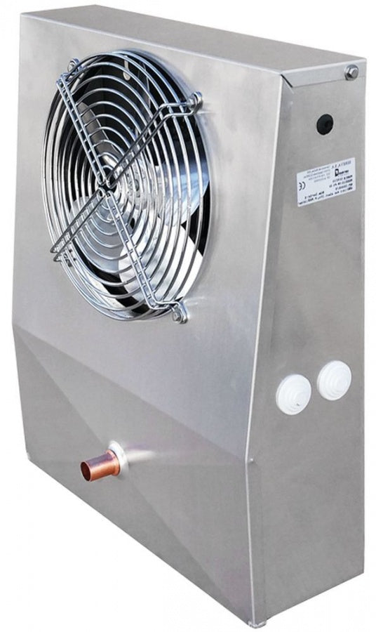 evaporator L 350mm H 435mm thickness 125/80mm 370W 195m³/h - 2,5m/s with heating element 1x ø200mm