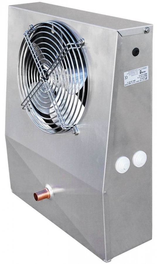 evaporator L 405mm H 460mm thickness 125/80mm 473W  with heating element  connection 3/8"mm SS