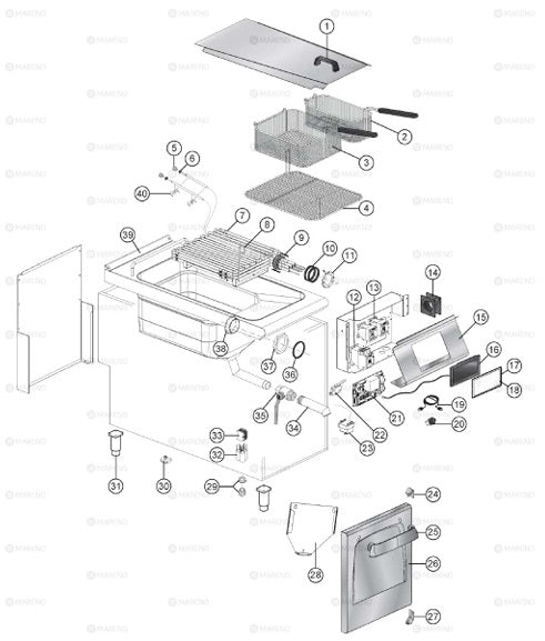 Rezistenta friteuza CR1265930, 22kw, cu 3 circuite, rotativa