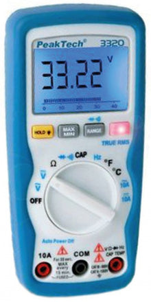multimeter PEAK TECH 3320DMM display range  Auto-Range 0,1mV-1000V 0,1mV-1000V 1mA-10A 1mA-10A