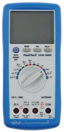 multimeter PEAK TECH 3340DMM display range  digital 1mV-700V 0,1mV-1000V   0,1Ohm-40MOhm