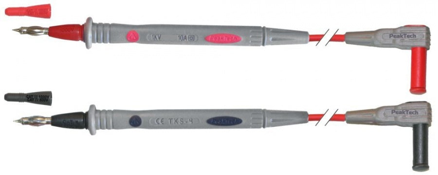 test prod set 2-piece cable material silicone 4x18 cable length 1200mm with spring contact red/black