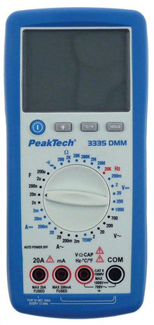 Multimetru PEAK TECH 3335DMM manual AC 1mV-700V, DC 0.1mV-1000V, AC 0.001mA-20A, DC 0.001mA-20A, 0.1Ohm-20MOhm - 800098