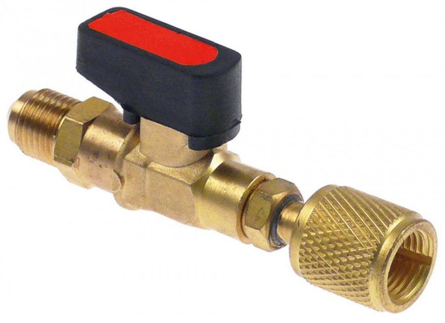 gas ball valve straight 1/4" SAE red R12/R22/R502/R134a/R404a/R407c/R410a