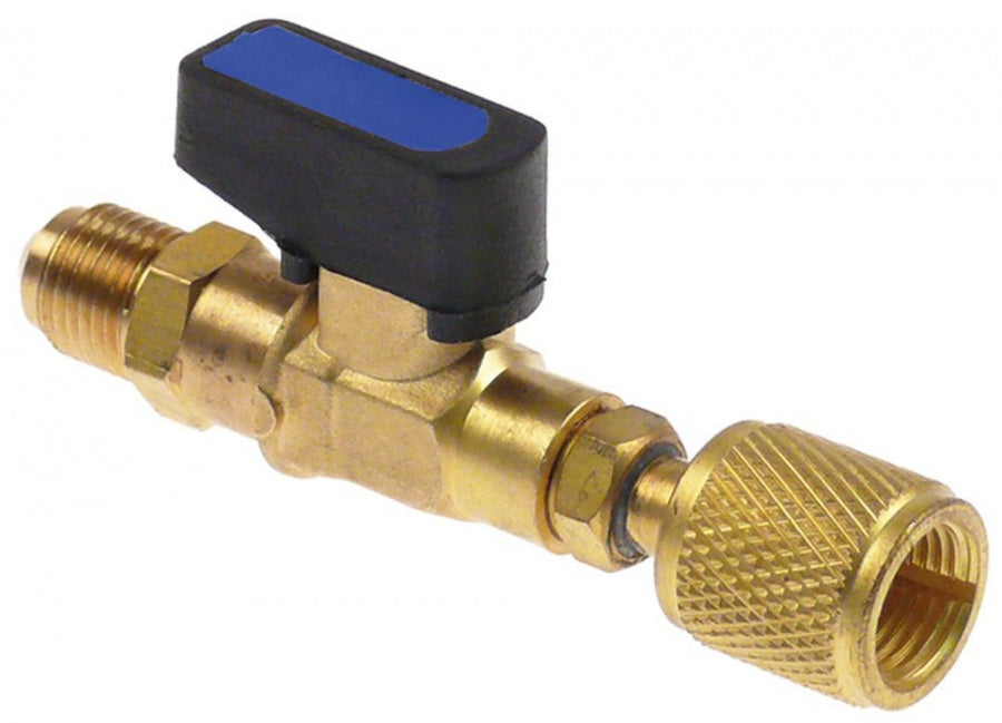 gas ball valve straight 1/4" SAE blue R12/R22/R502/R134a/R404a/R407c/R410a