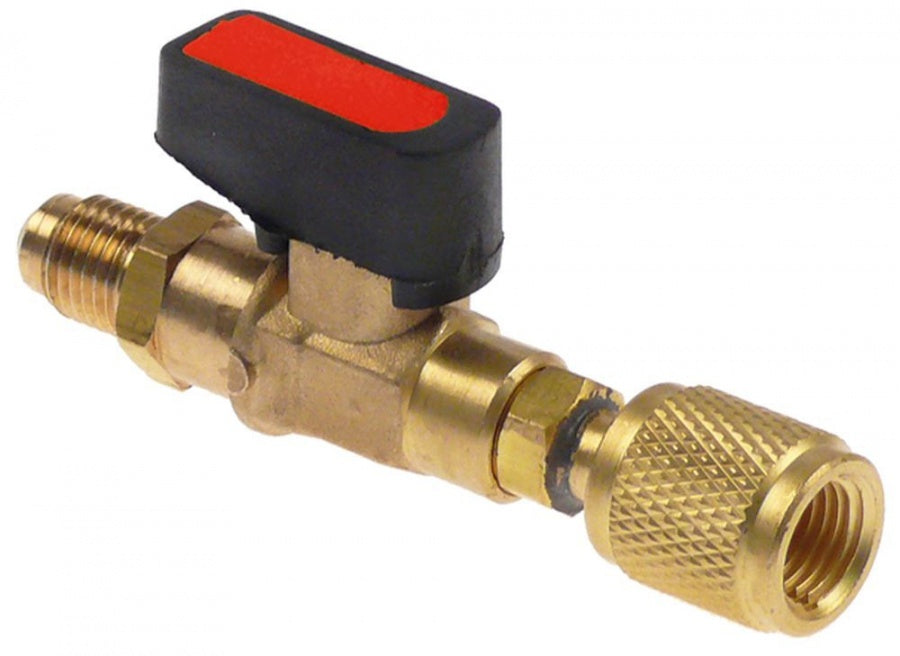 gas ball valve straight 5/16" SAE red R12/R22/R502/R134a/R404a/R407c/R410a
