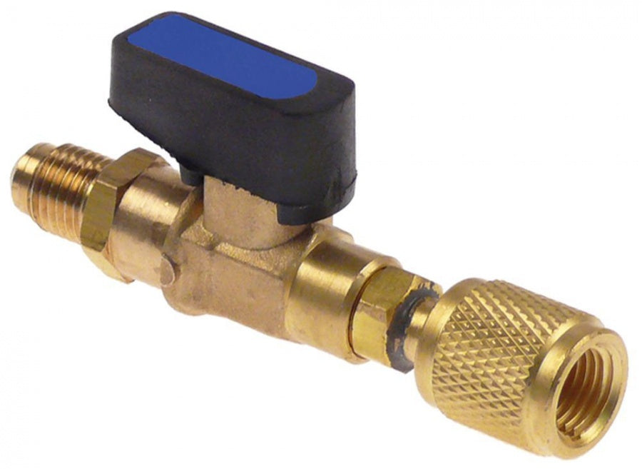 gas ball valve straight 5/16" SAE blue R12/R22/R502/R134a/R404a/R407c/R410a