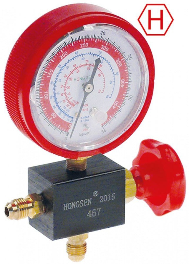 manifold 1 way model HS-467AH ø 80mm R12/R22/R134a/R404a 1/4" SAE