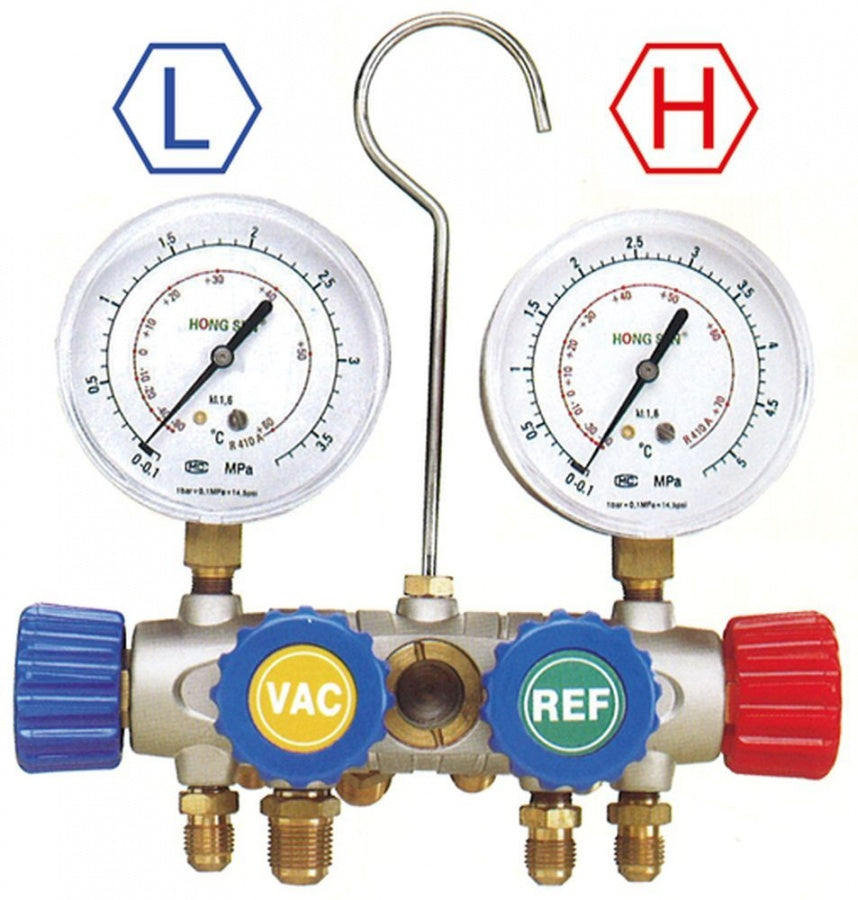 manifold 4-way model HS-436F ø 80mm R410a 3X5/16 SAE 3/8" SAE 4000PSI