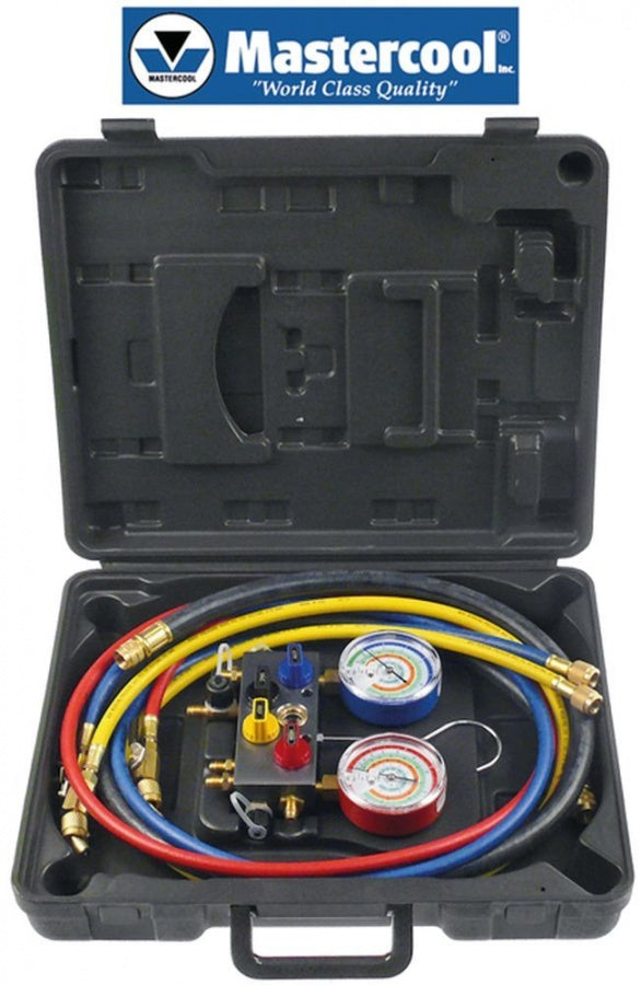 manifold 4-way ø 80mm class 1.6 R22/R134a/R404a/R407c/R507a 1/4" SAE 3/8" SAE