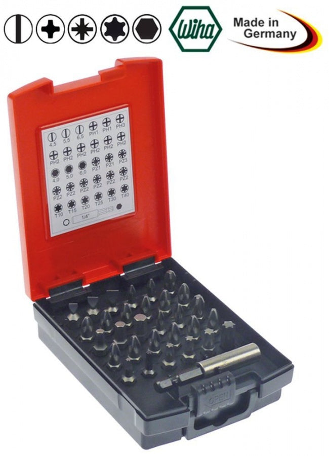 bit set slotted/Phillips/pozidriv/torx/hexagonal 31-piece with magnetic holder slotted 4,5/5,5/6,5