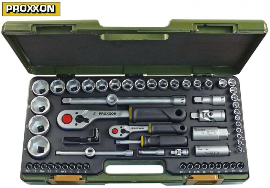 ratchet set 65-piece ¼" and ½" PROXXON size 4-34/TX8-30/Inbus3-6/FD4-7/PH1-2/PZ1-2mm