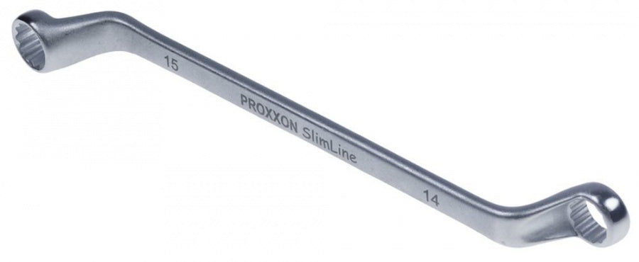 double ring wrench offset size 14/15mm chrome-vanadium steel, chrome-plated