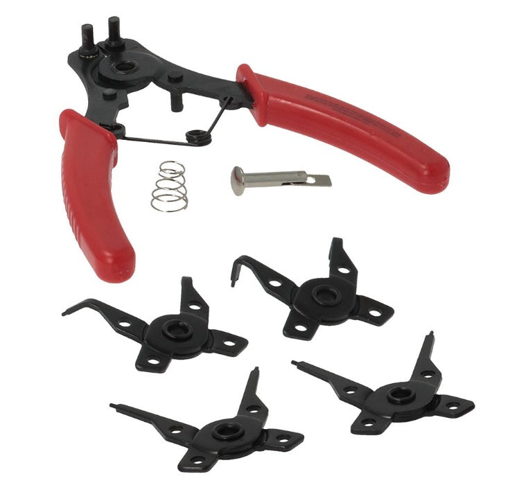 Set cleste pentru inele elastic de siguranta - seeger, drept - cotit, interior - exterior, 5 piese, L 150 mm - 801349