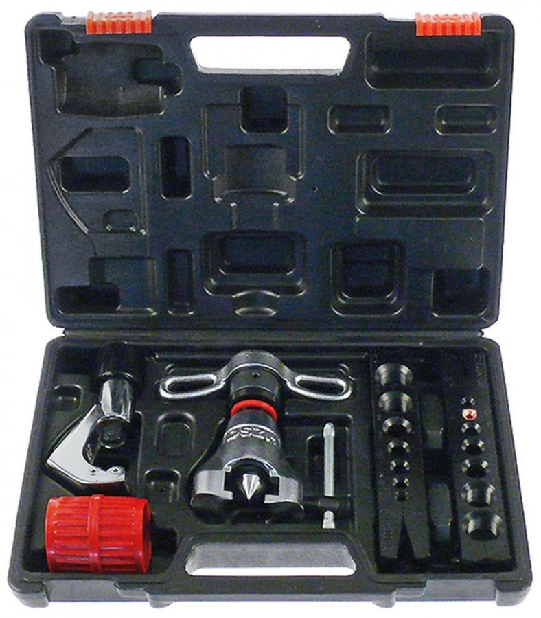 Trusa menghina pentru evazare tevi ø 3/16", 1/4", 5/16", 3/8", 1/2", 3/4", cu aparat de taiat si debavurat - 801889