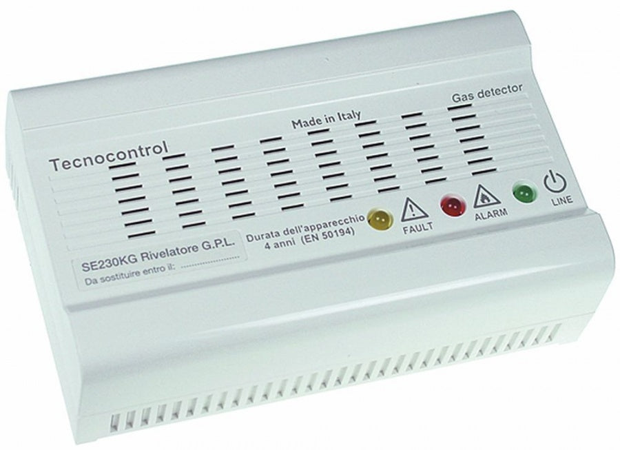 gas warning device SE 221KG wall-mounted LPG size 140x85x45mm alarm acoustic 230 V display LED