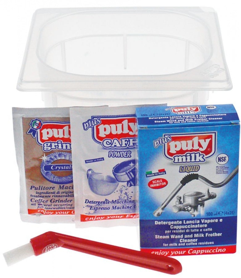 Set complet de spalare-curatare pentru portfiltre, grupuri, capete, erogatoare si rasnita, Puly CAFF plus