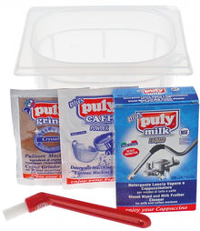 Set complet de spalare-curatare pentru portfiltre, grupuri, capete, erogatoare si rasnita, Puly CAFF plus