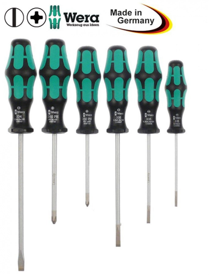 screwdriver set slotted/Phillips 6-piece sizes 3,0/4,0/5,5/6,5mm/PH1/PH2