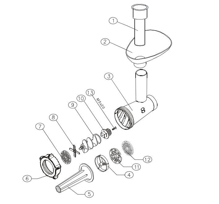 Pinion cuplaj melc pentru masina de tocat BOSCH, Philips, Siemens, Rotel, Zelmer 886.5 Diana, 686.5, 686.5A, 687, 687.5, 886.84SL, 887, 987.82, 987.83,mm1200.80 - 86.1203, 5900215705965