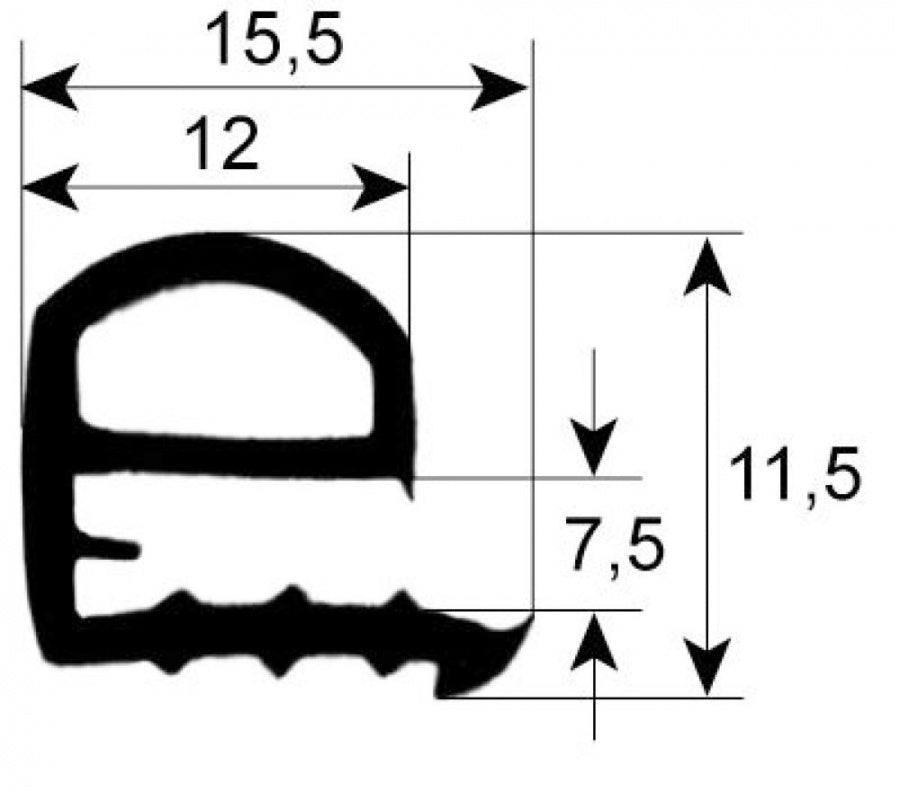 oven gasket profile 1860 W 430 mm L 1275 mm Qty 1 20 x 1/1 external size - Code 900088