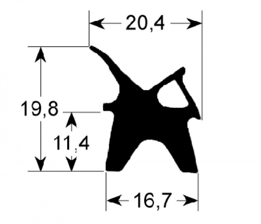 oven gasket profile 2410 W 715 mm L 880 mm external size Qty 1 - Code 900139