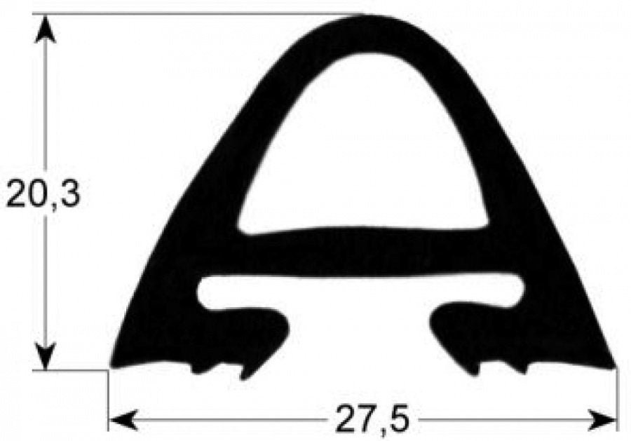 oven gasket profile 2530 W 520 mm L 1400 mm external size Qty 1 - Code 900194