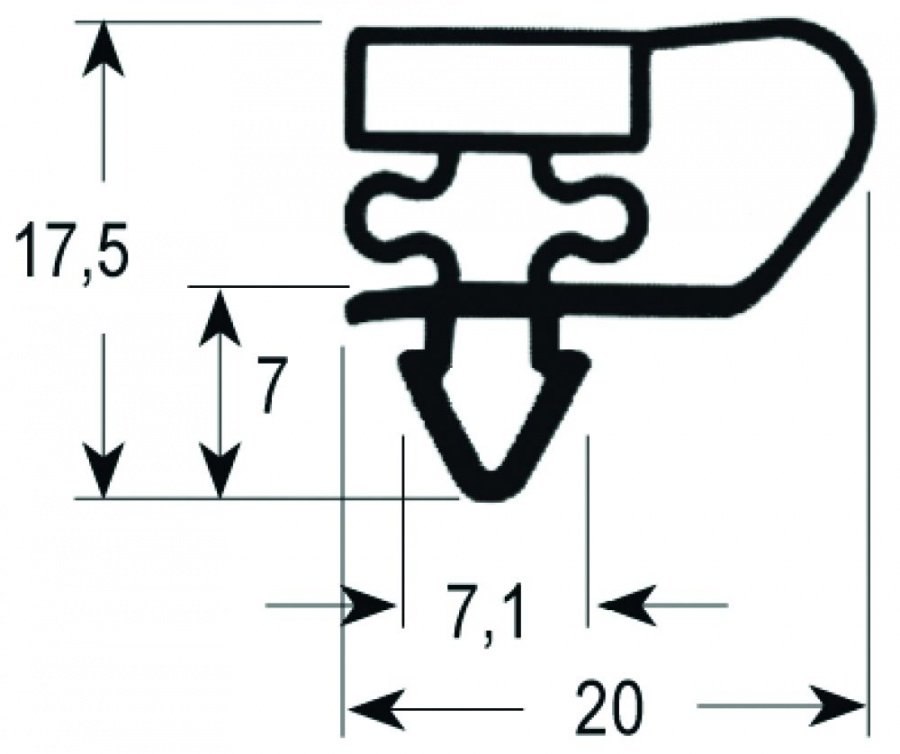 refrigeration gasket profile 9153 W 202mm L 410mm plug size drawer for refrigerated counter