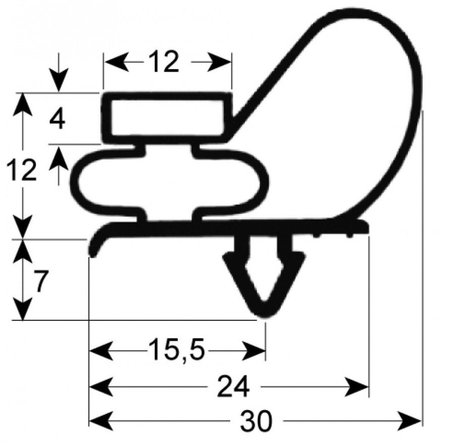 refrigeration gasket profile 9743 W 450mm L 720mm plug size cell door 500L refrigeration size 1/2