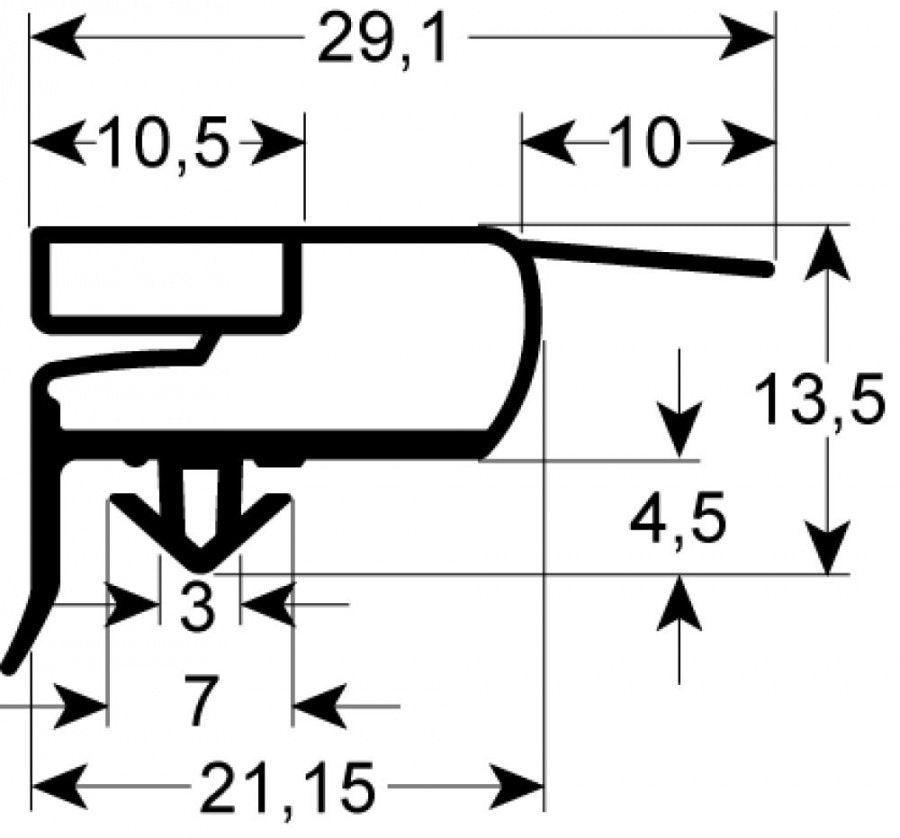 refrigeration gasket profile 9773 W 682mm L 1531mm external size W1 669mm L1 1518mm plug size