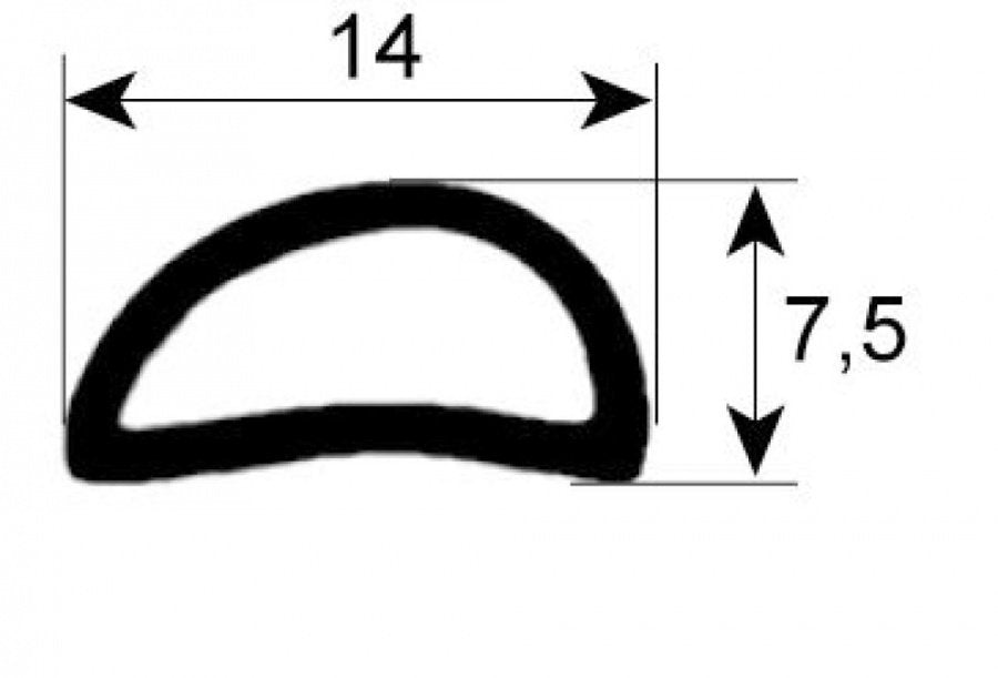 oven gasket profile 2969 L 1650 mm Qty 1  - Code 900259