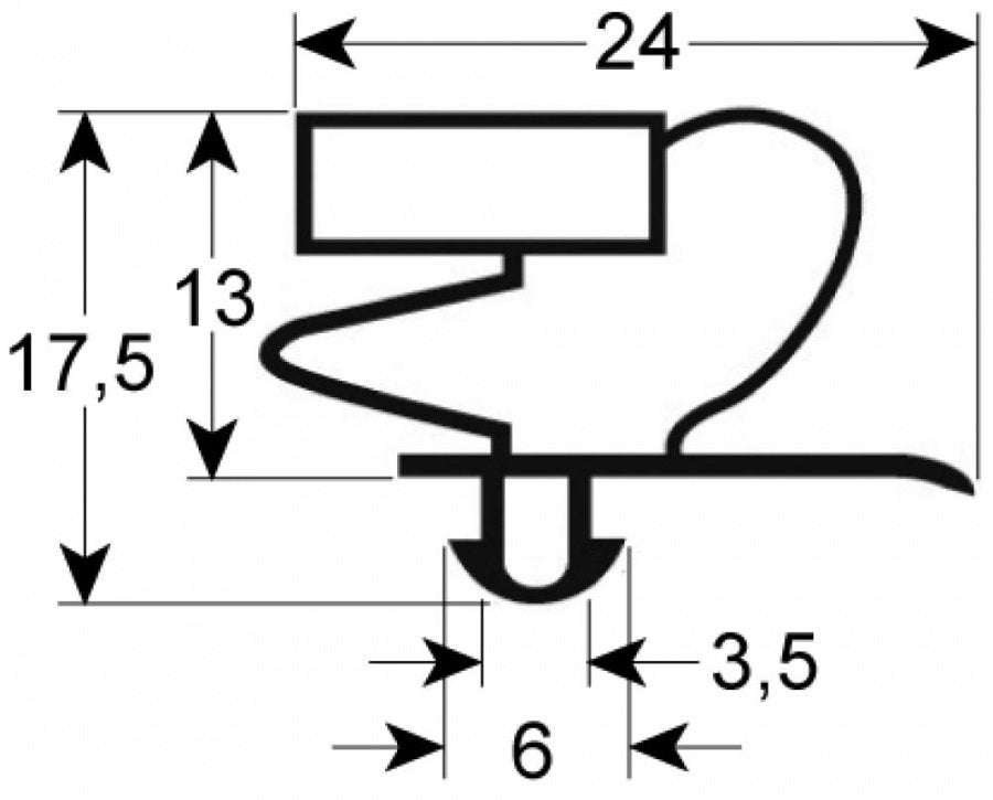refrigeration gasket profile 9012 W 345mm L 362mm plug size drawer size 2/3