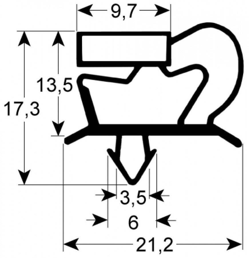 refrigeration gasket profile 9048 W 212mm L 417mm plug size drawer