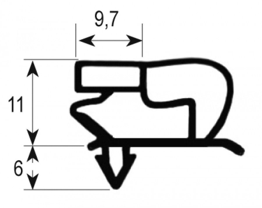 refrigeration gasket profile 9048 W 597mm L 1677mm plug size suitable for ELECTROLUX, ZANUSSI
