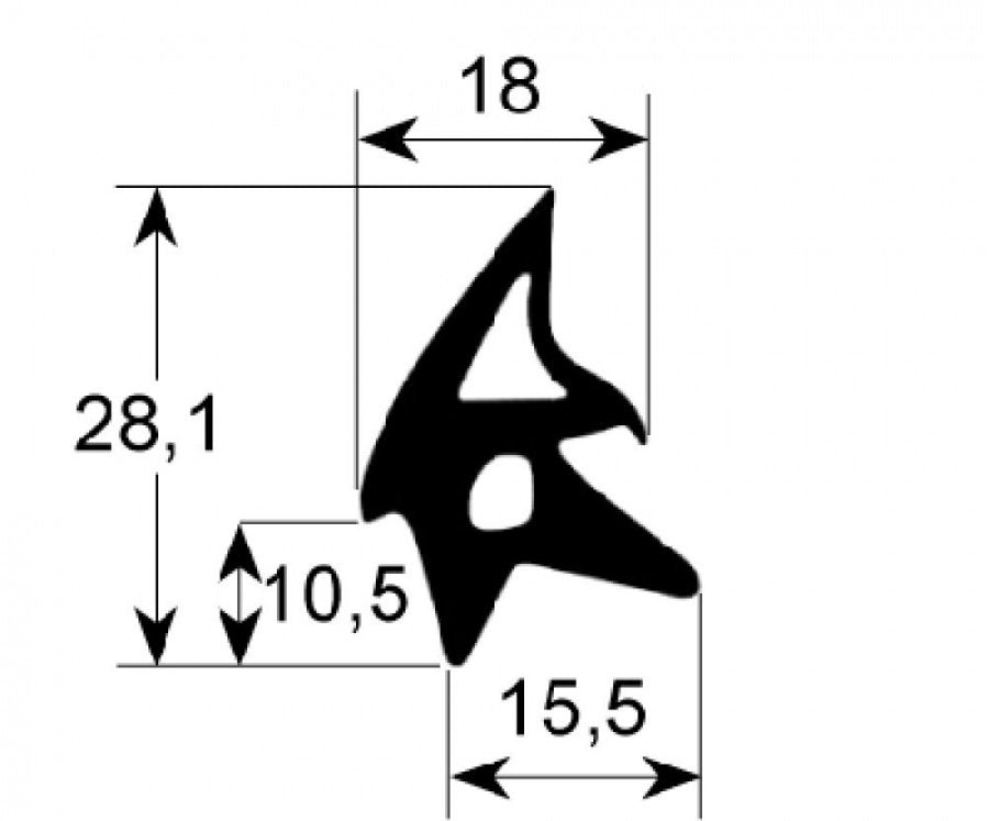door seal profile 2470 L 2850 mm Qty 1  - Code 900420