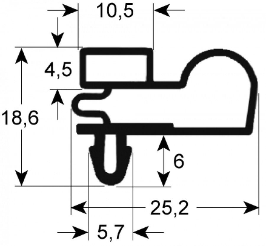 refrigeration gasket profile 9010 W 290mm L 415mm plug size
